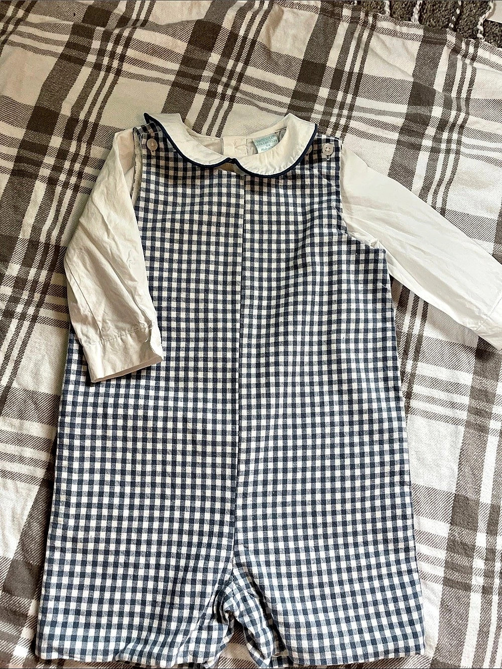 Edgehill Kids Gingham Romper Blue & White
